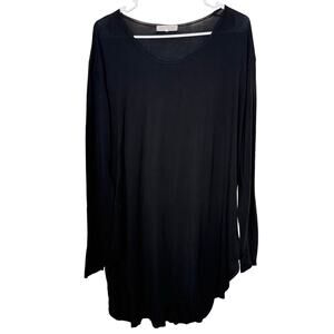 Joah Brown Long Sleeve Black Dress Relaxed Fit Tunic One Size